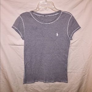 Grey & White Striped Ralph Lauren Shirt.